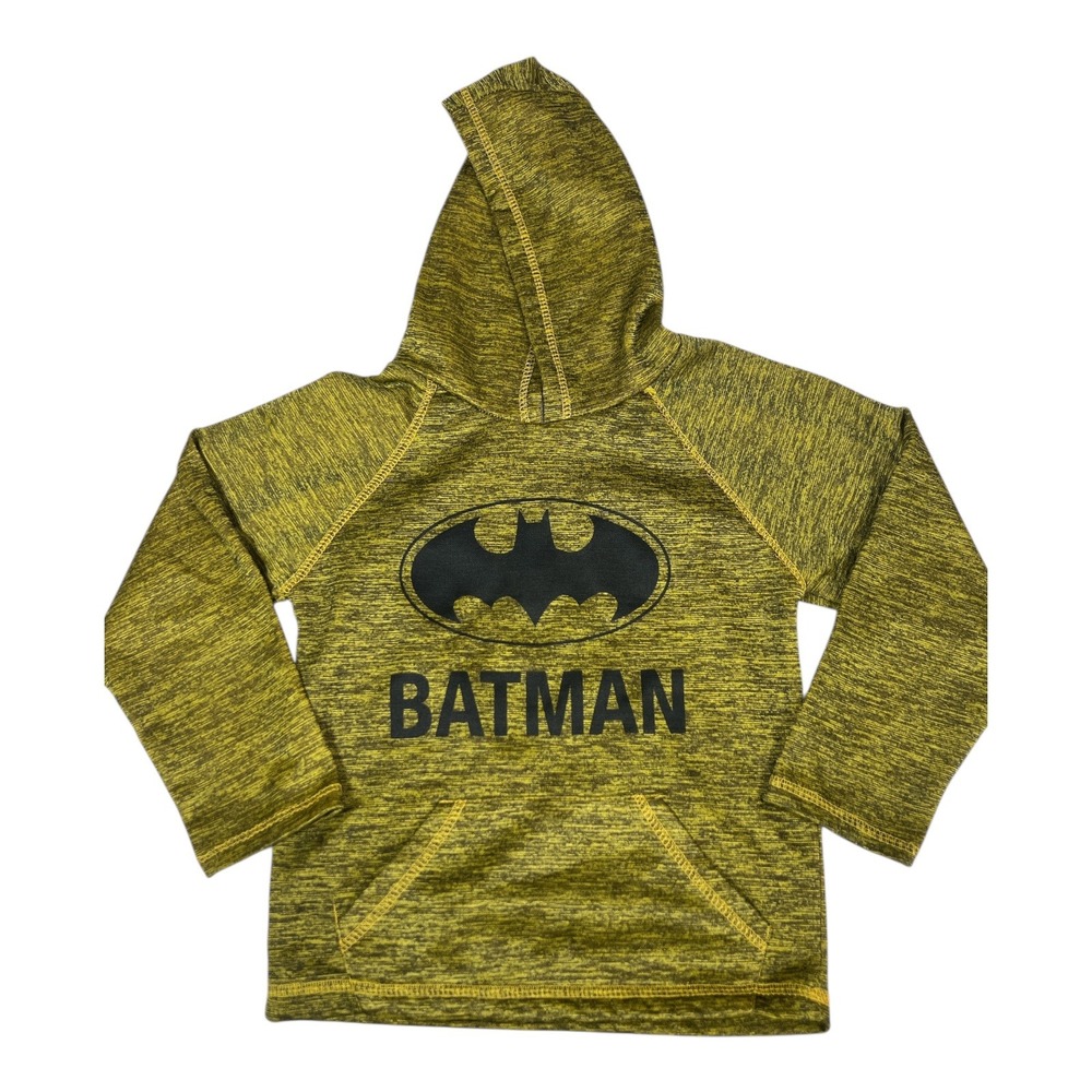 Batman Kids Size 6 Yellow Graphic Pullover Hoodie Pre-Owned Lightweight